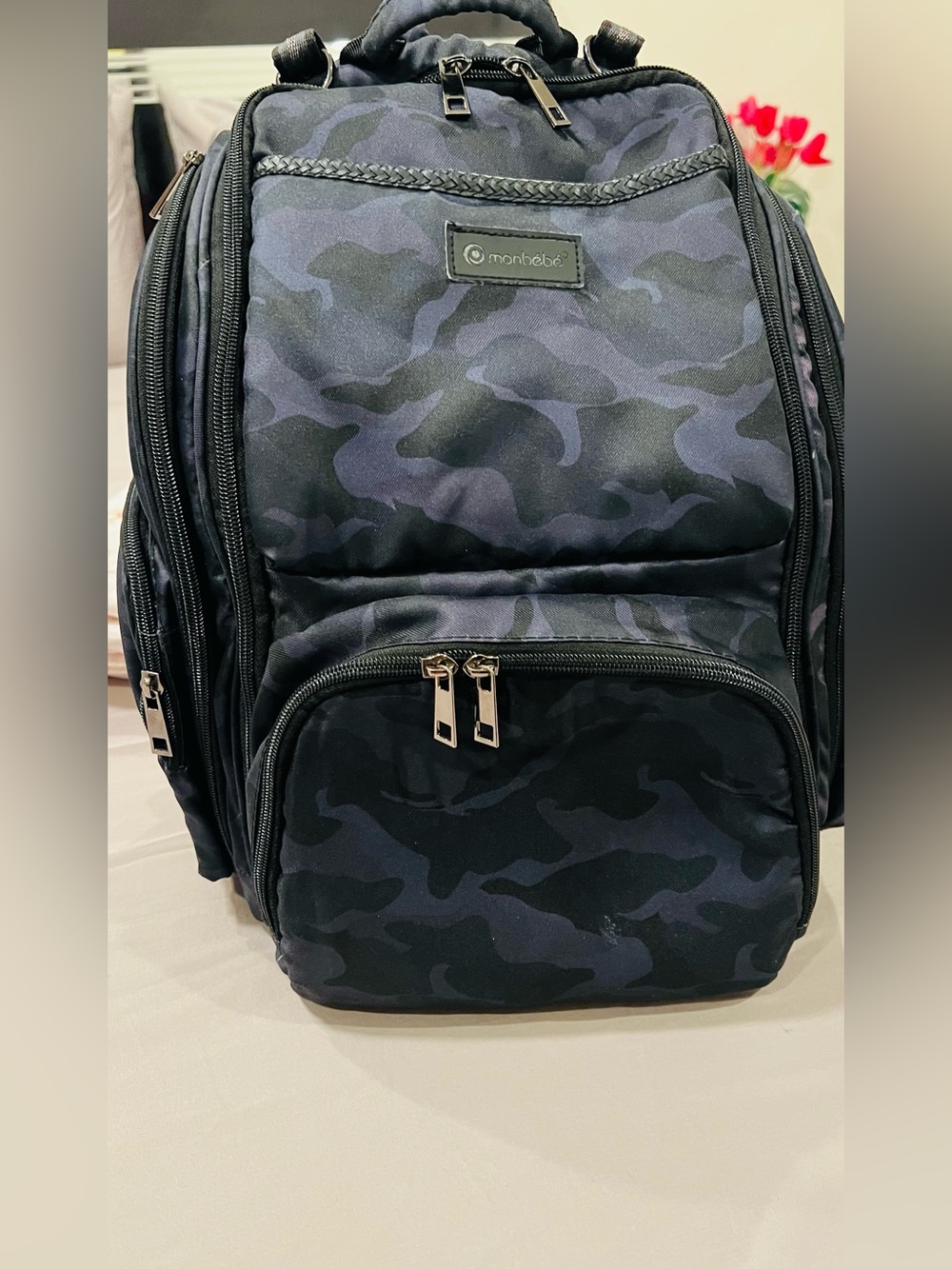 Monbebe Women's Black Camo Backpack with multi pockets & zipper
